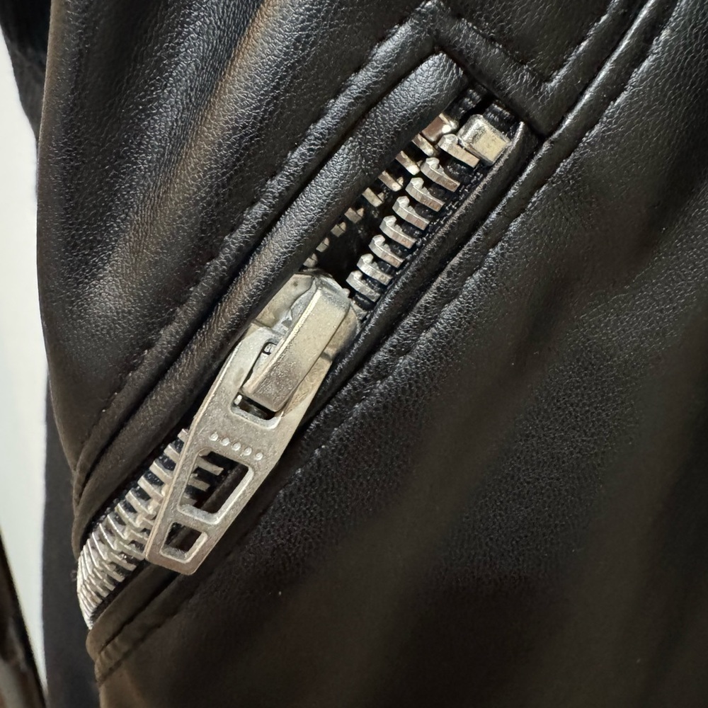 Women's Black Faux Leather Jacket - Picture 3 of 8